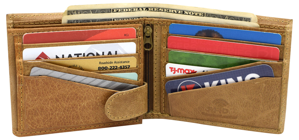 RFID621533TN Genuine Leather Men's RFID Blocking Extra Capacity