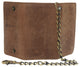 RFID Blocking Men's Biker Vintage Brown Genuine Leather Long Tri-fold Chain Wallet RFID1646HCH