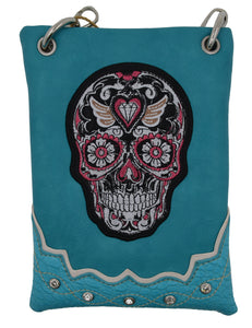 HH447-6 Sugar Skull Day of the Dead Mini Cross body Bag-[Marshal wallet]- leather wallets