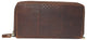 RFID4585RHU CAZORO Women's Vintage Leather RFID Blocking Wallet Double Zipper Organizer Large Phone Pocket Wrislet Wallets for Women