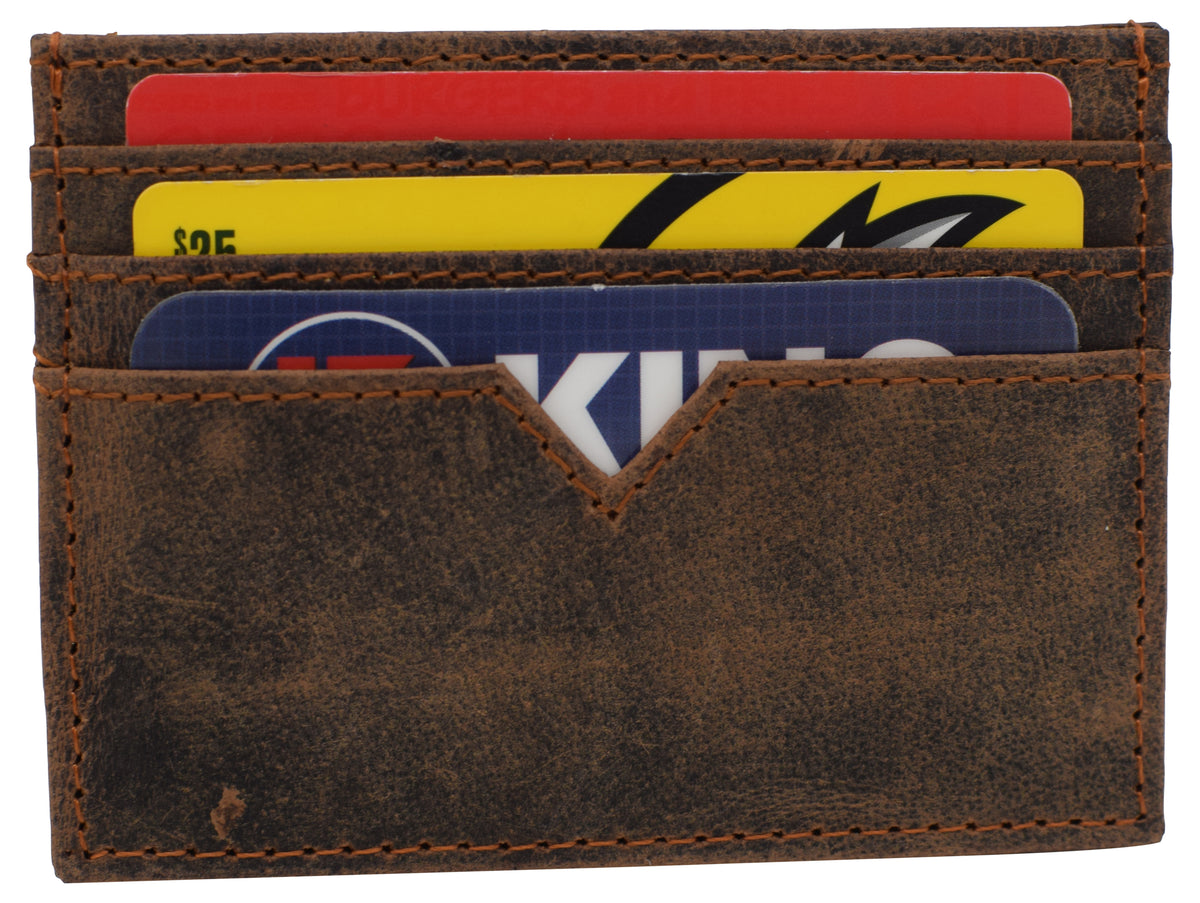 CAZORO Men's Vintage Leather Minimalist Card Case Front Pocket Wallet ...
