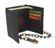 RFID0946HTC Men's RFID Blocking Trifold Vintage Leather Biker Chain Wallet With Snap Closure