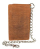 RFID Blocking Men's Biker Vintage Brown Genuine Leather Long Tri-fold Chain Wallet RFID1646HCH