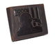 Men's Vintage Genuine Leather RFID Wallet with Military Tribute Design – 'Land of the Free, Because of the Brave' Engraving, Western Style RFID53HTC_LOB
