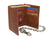 RFID0946HTC Men's RFID Blocking Trifold Vintage Leather Biker Chain Wallet With Snap Closure