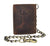 RFID0946HTC Men's RFID Blocking Trifold Vintage Leather Biker Chain Wallet With Snap Closure
