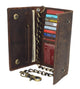 RFID Blocking Men's Biker Vintage Brown Genuine Leather Long Tri-fold Chain Wallet RFID1646HCH