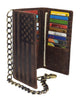 RFID Blocking Men's Biker Vintage Brown Genuine Leather Long Tri-fold Chain Wallet RFID1646HCH