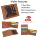 Men's Vintage Genuine Leather RFID Wallet with Military Tribute Design – 'Land of the Free, Because of the Brave' Engraving, Western Style RFID53HTC_LOB
