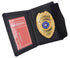 Genuine Leather Slim Thin Bifold ID Money Wallet Oval Shape Badge Holder 2526TA