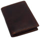 RFID610518RHU Large RFID Genuine Vintage Leather Card Holder Bifold Trifold Wallet Snap Closure 2 ID Windows for Men