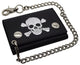 946-59 Mens Wallets Black Trifold RFID Protection Real Leather Skull Biker Chain For Men
