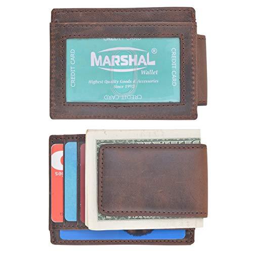 Marshal Men's Credit Card Holder with ID Window and Zipper Pouch Brown