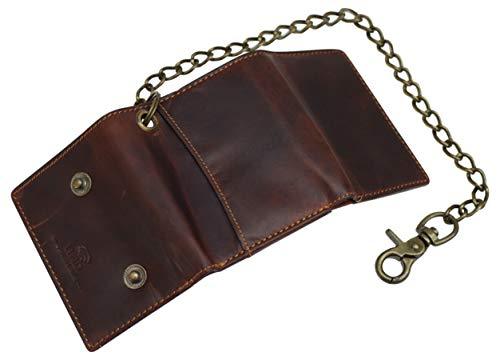 RFID Blocking Men's Tri-fold Vintage Leather Biker Chain Wallet With S –  Marshalwallet