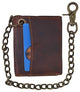 RFID Blocking Men's Tri-fold Vintage Leather Biker Chain Wallet With Snap Closure RFID610946RHU