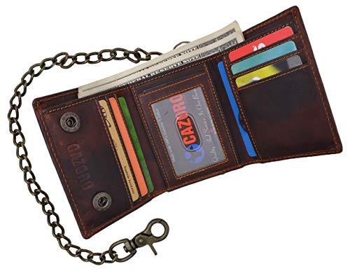 thumbnail image 2 of Marshal Genuine Leather Biker Chain Trifold Wallet - Unisex Black Chopper Cross 2 of 2