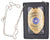 Genuine Leather Neck Chain Double ID Badge Holder, Black 2536TABK