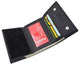 RFID Blocking Genuine Leather Trifold Round Badge Holder Wallet Black with Snap Closure RFID2540TABK
