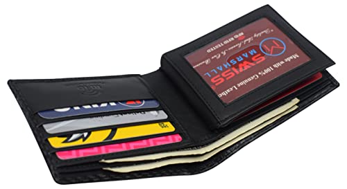 VISOUL Mens Carbon Fiber Leather Bifold Wallet with 2 ID Windows, RFID  Blocking Stylish Wallet for Men with 2 Cash Compartments (Black+Blue)
