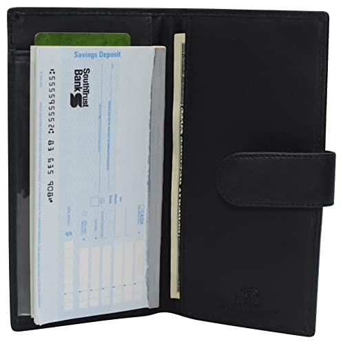 Real Leather Checkbook Cover RFID Wallets For Women Duplicate Check With  Snap Closure