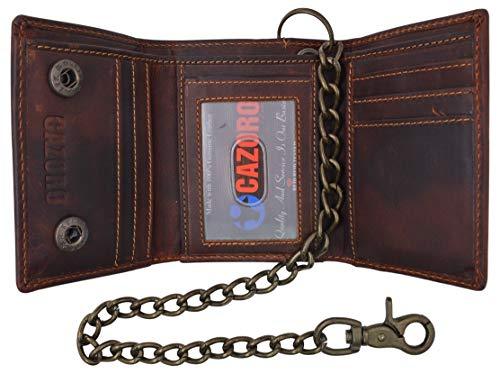 Men's Chain Biker RFID Blocking Genuine Leather L Shape Bifold Wallet USA  Series
