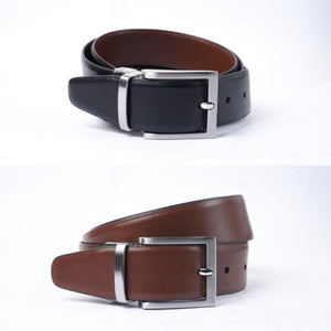 Men's Genuine Leather Casual Dress Reversible Belt Black/Brown MBR1893