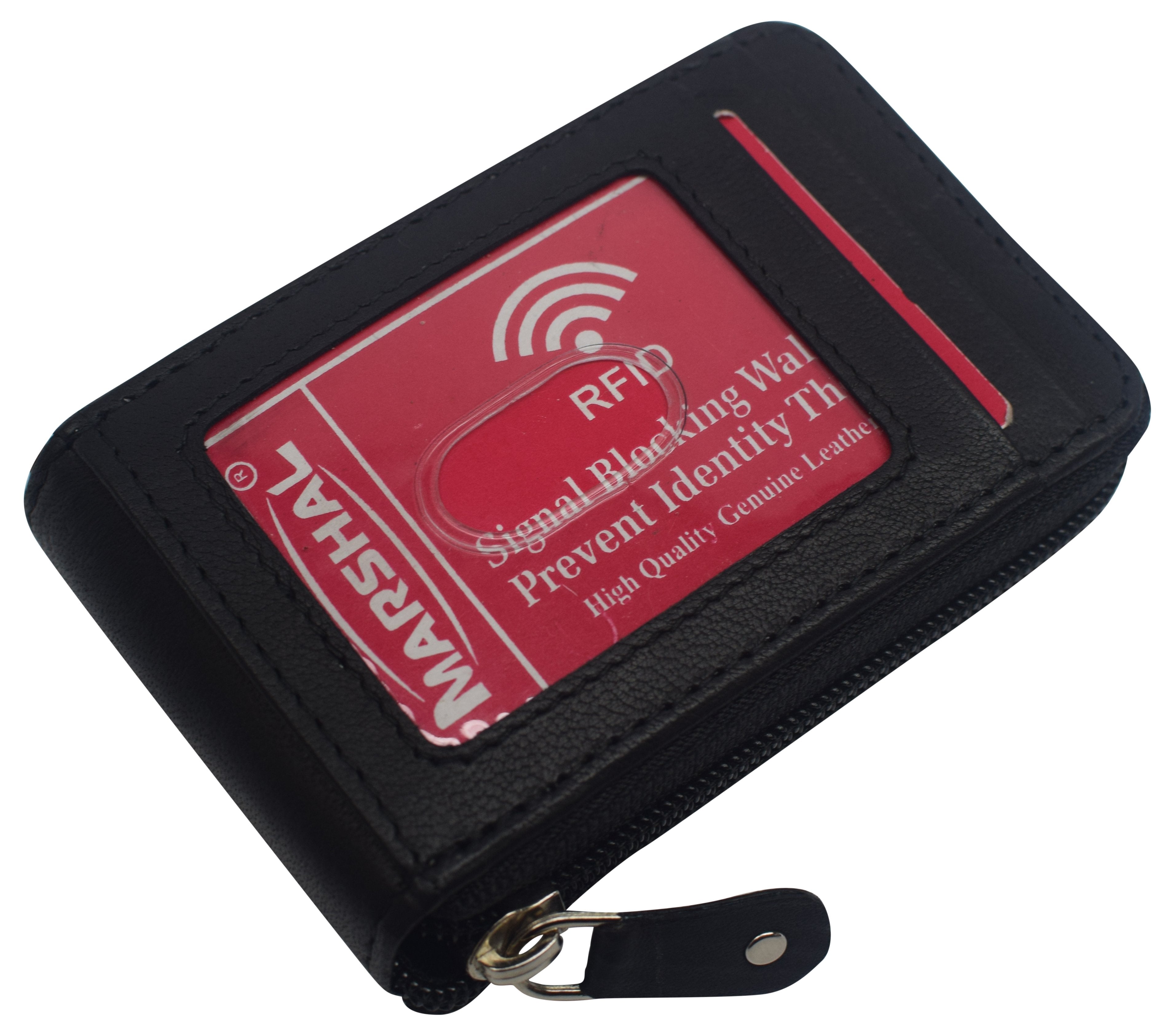 Marshal Wallet Genuine Leather Zip Around Credit Card Organizer Wallet with ID Window 729 CF , Women's, Size: Standard, Brown