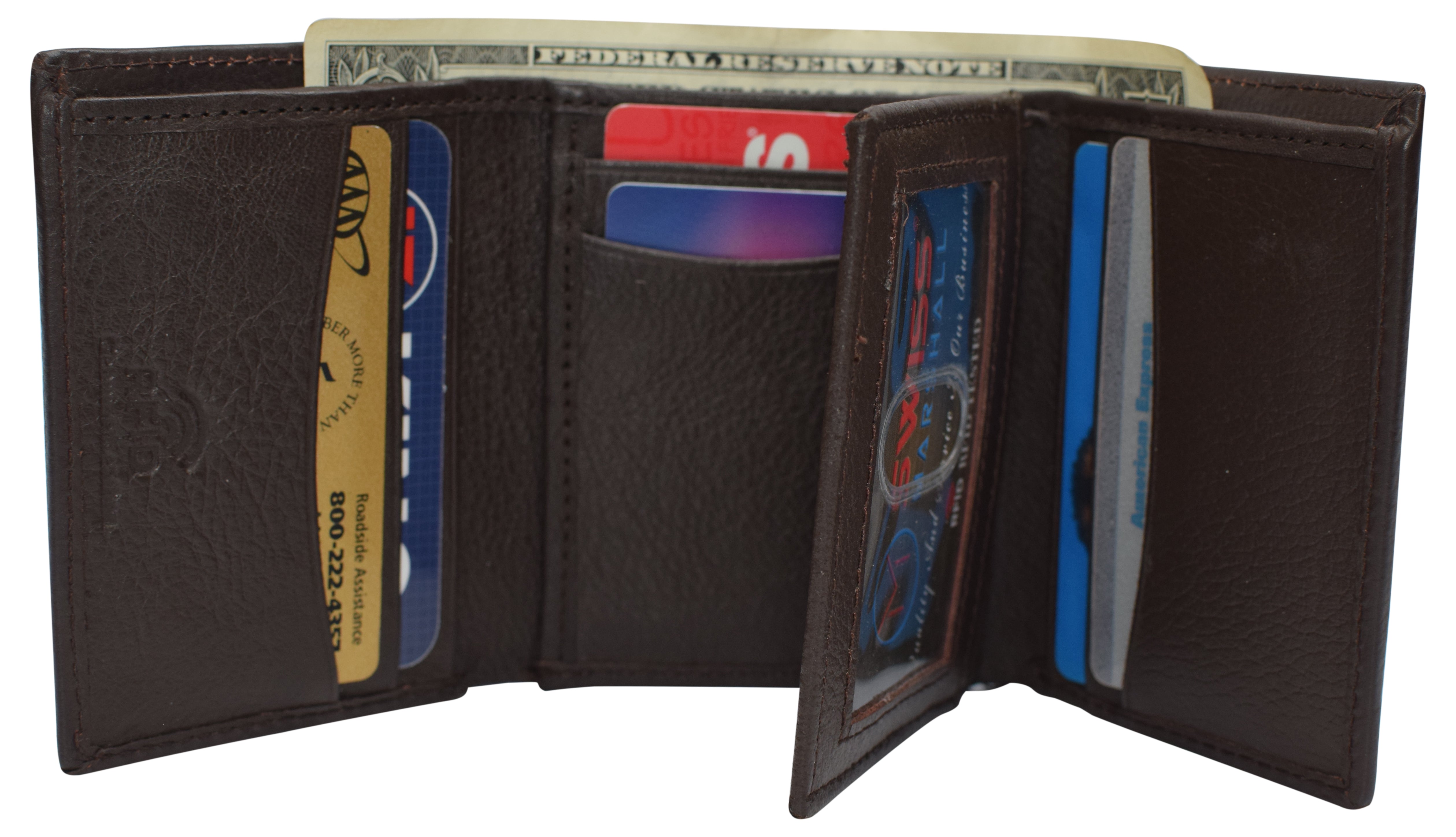 Swiss Marshall Vintage Leather Badge Holder & Wallet – RFID Blocking Bifold/Trifold, Brown