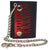 946-63 Motorcycle Men's Flames RFID Blocking Tri-Fold Genuine Leather Biker Chain Wallet, Black