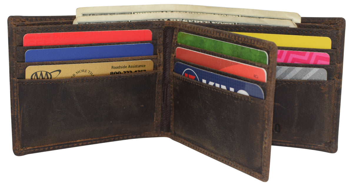 CAZORO RFID Blocking Men's Handmade Vintage Distressed Genuine Leather ...