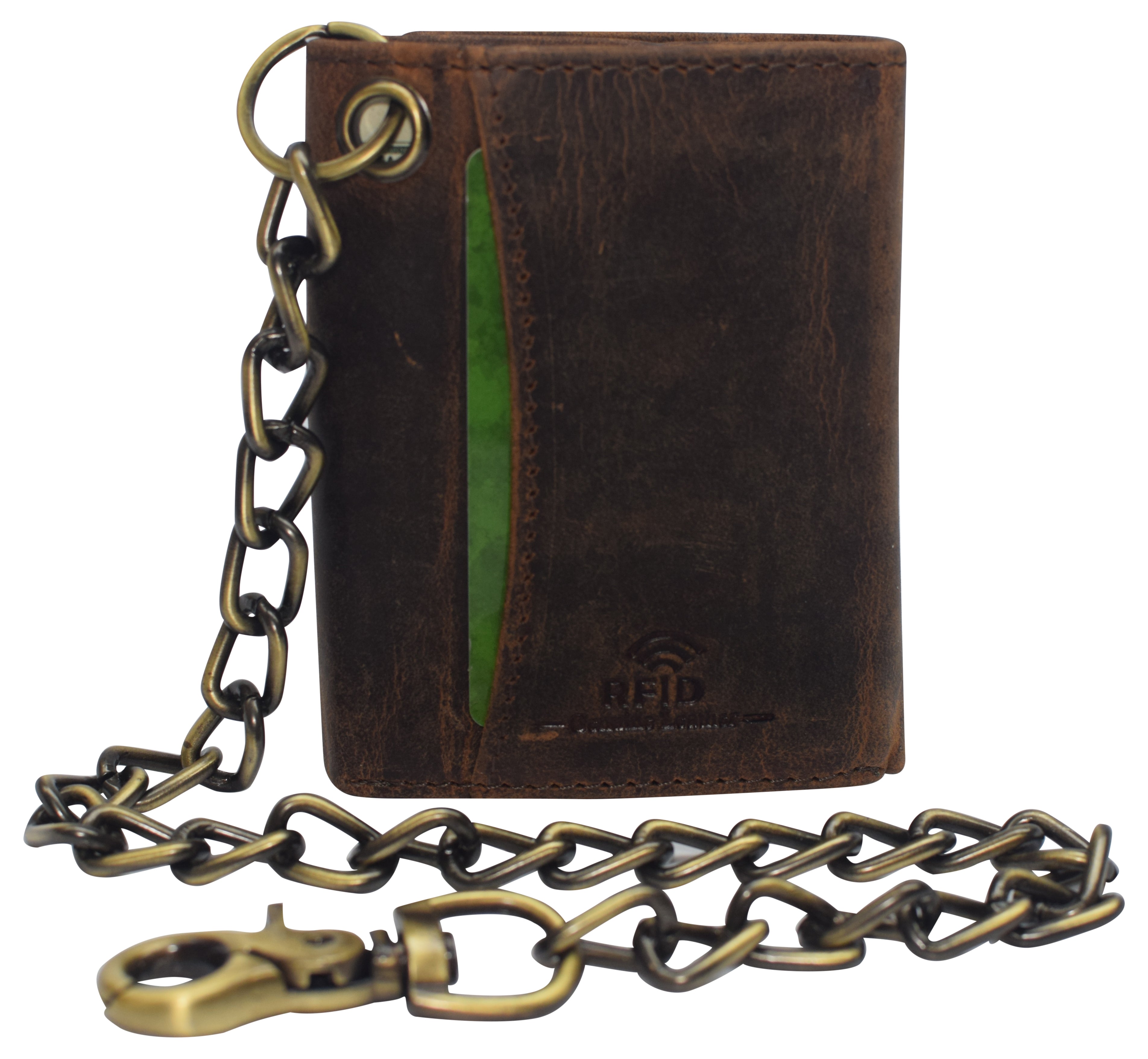 Men Men's Leather Wallet Chain C1 Sim ID Credit Card Holder Double  Zipper Coin