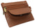 8101 CF Women Genuine Leather Triple Zipper Small Wallet Change Coin Purse Holder with Front Snap Pocket