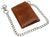 RFID946-51 RFID Blocking Men's Tri-fold Leather Biker Silver Chain Wallet With Snap Closure