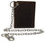 RFID946-51 RFID Blocking Men's Tri-fold Leather Biker Silver Chain Wallet With Snap Closure