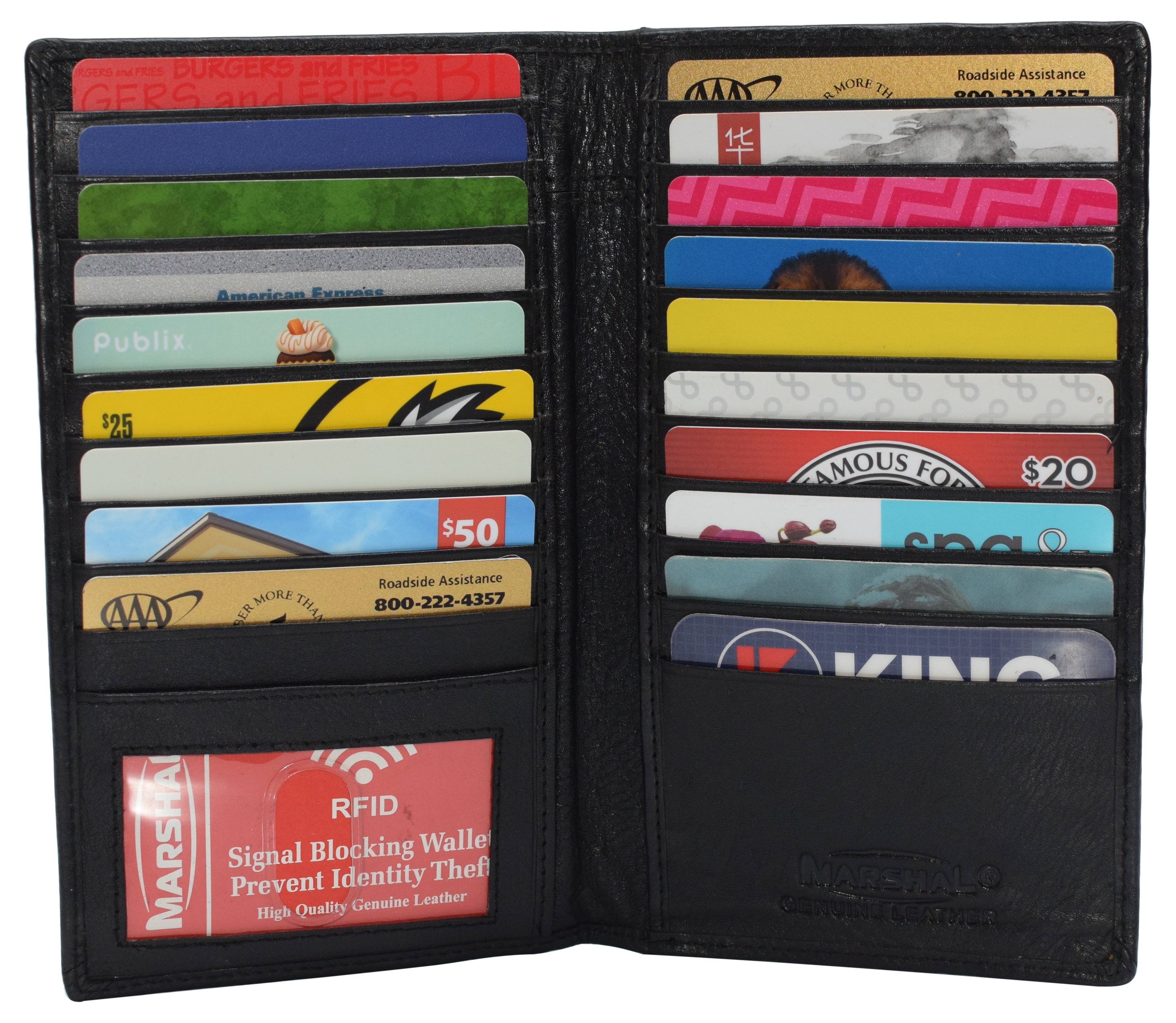 Genuine Leather Long Bifold Credit Card Wallet with RFID Blocking