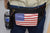 Genuine Leather USA Flag Fanny Pack with Bottle Holder, America Stars & Stripes Waist Bag 050USA