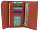 RFIDCN2575 Women's Genuine Leather RFID Trifold Checkbook Slim Wallet for Ladies
