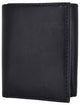 Genuine Leather Kids Slim Compact ID and Coin Pocket Trifold Boys Black Wallet K700-[Marshal wallet]- leather wallets