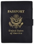 Leather Black Passport Holder Cover Case Wallet USA Embedded Logo Travel U.S Wallets  1051 USA