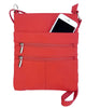 Women's Leather Mini Body Purse - Five Compartments, Adjustable Strap RM011