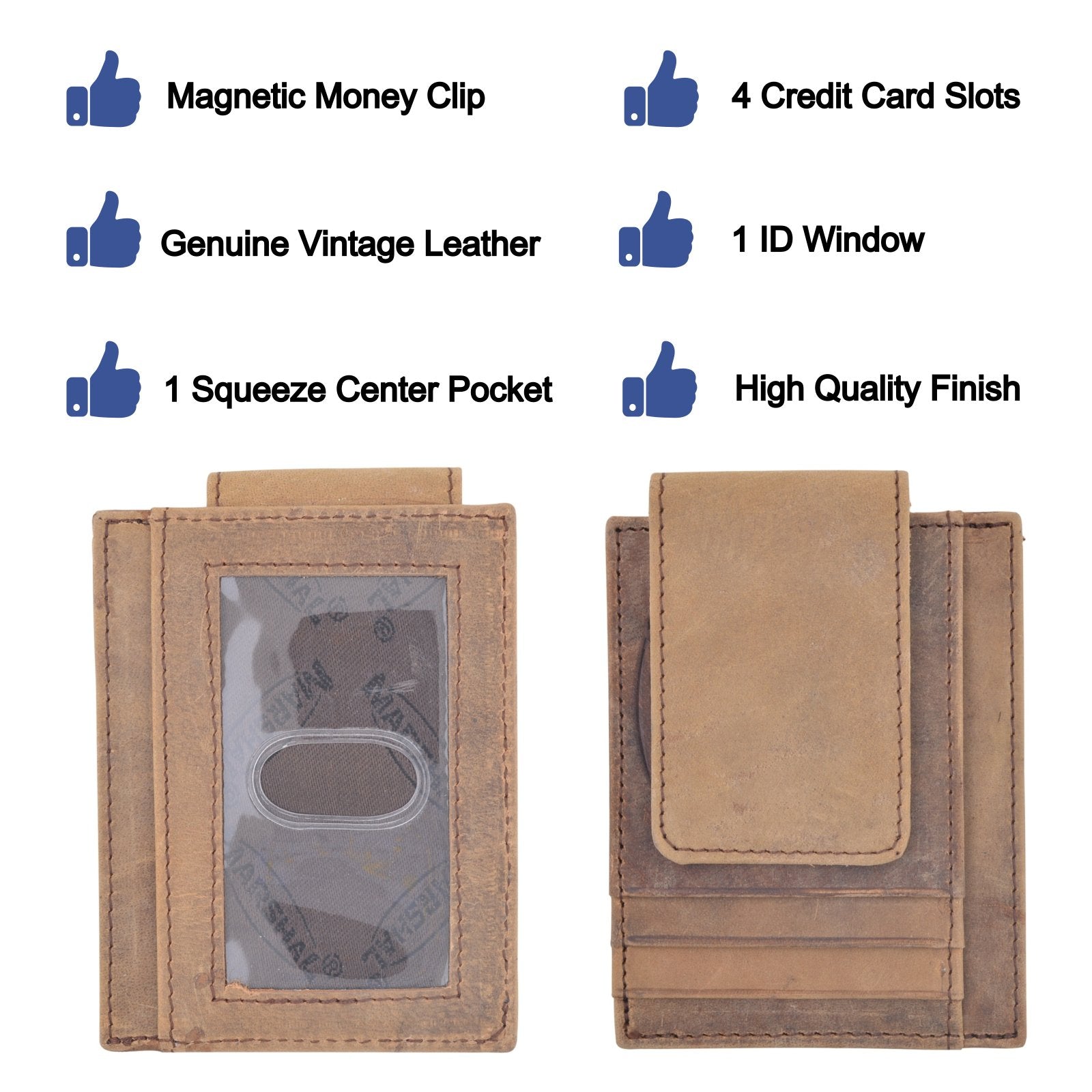 RFID Blocking Money Clip Front Pocket Vintage Leather Strong Magnetic –  Marshalwallet