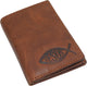 Jesus Fish Men's RFID Blocking Genuine Leather Bifold Trifold Ichthys Wallet