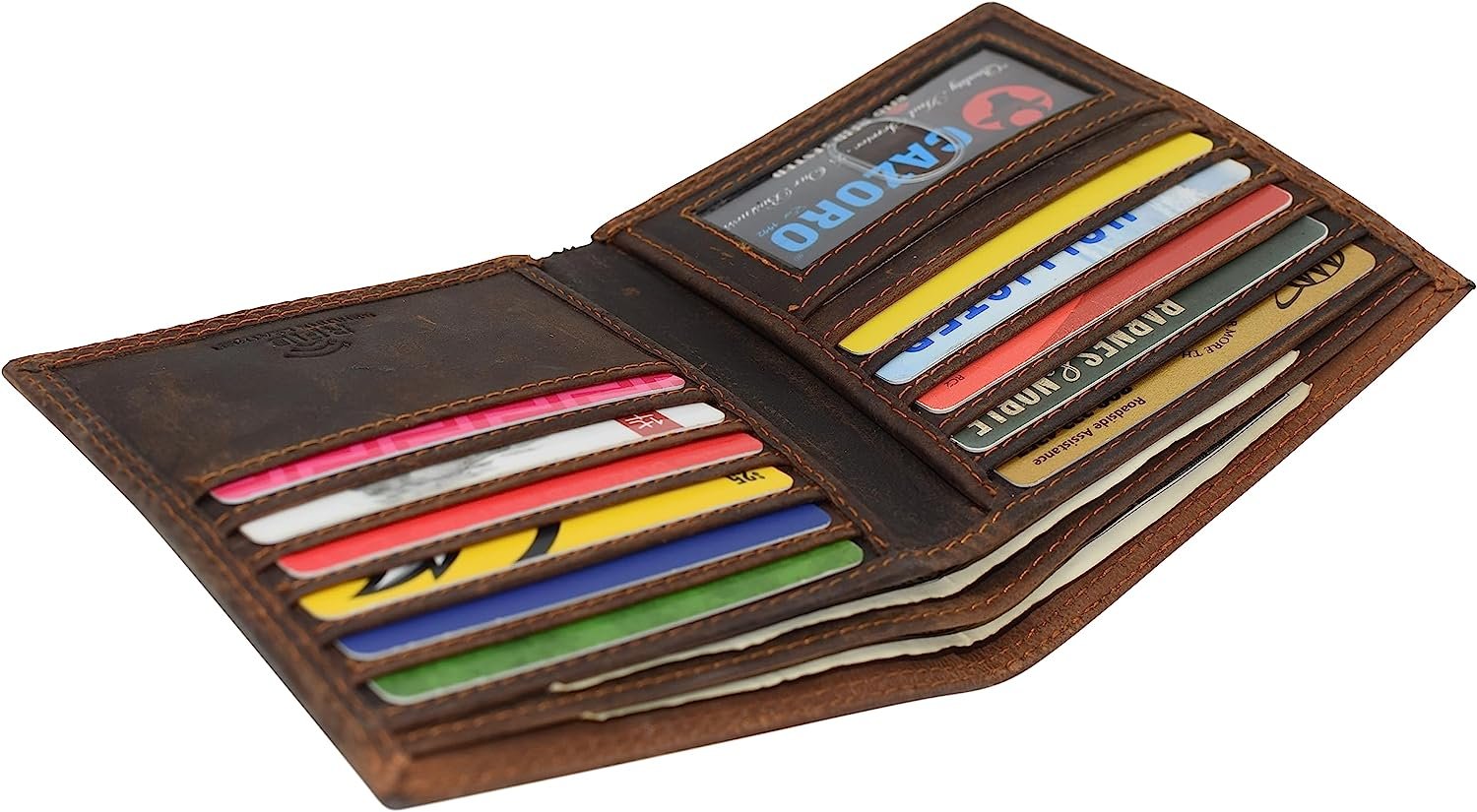 thumbnail image 2 of Leatherboss Vintage Men's Slim Bifold Wallet – RFID Blocking, Brown Leather, Credit Card Holder 2 of 6