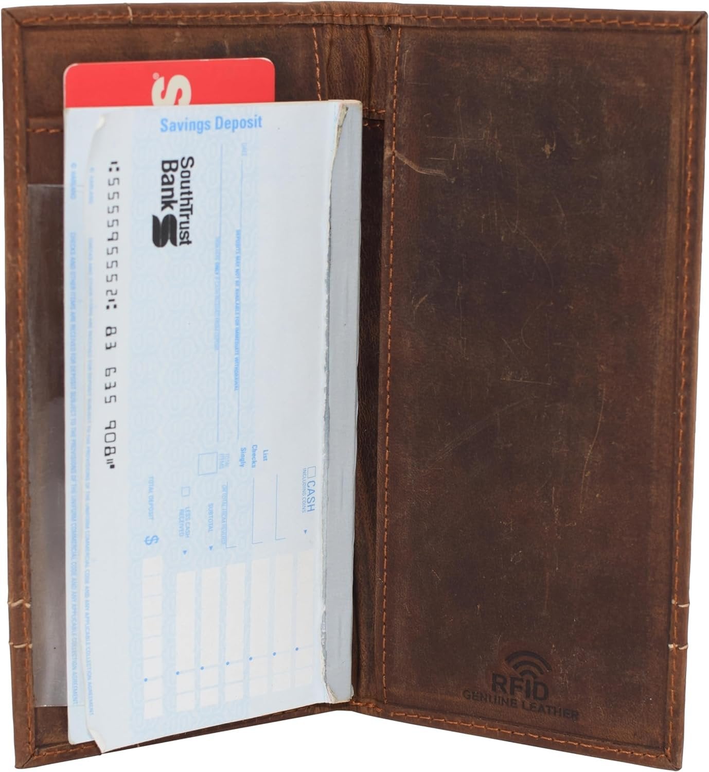 Checkbook Covers With Rfid Protection CAZORO Vintage Leather RFID Blocking Long Bifold Checkbook Cover Holde ...