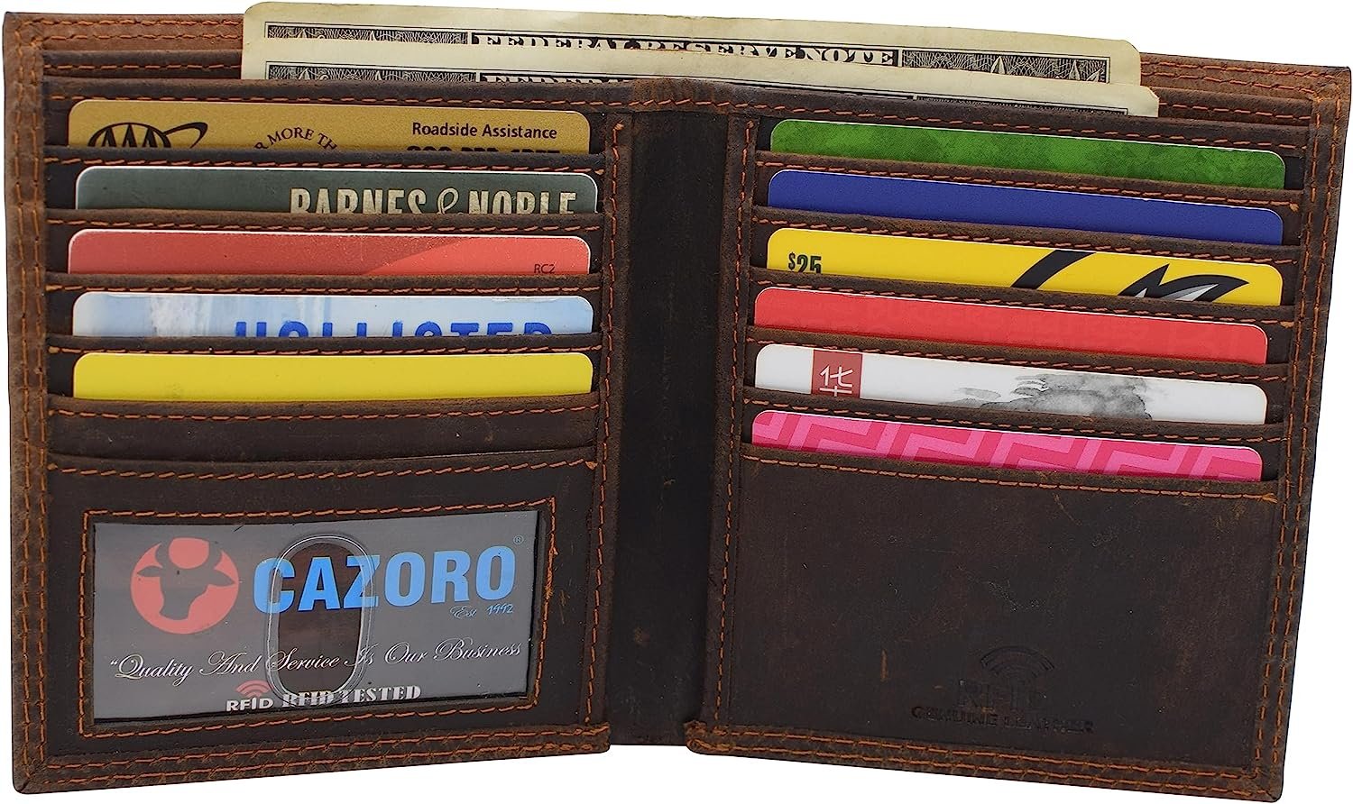 CAZORO AirTag Wallet for Men - RFID Blocking Vintage Leather Slim